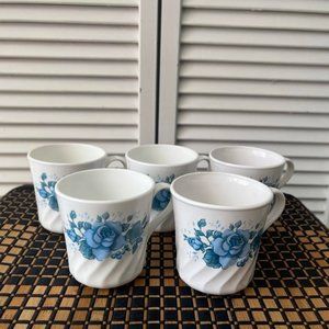Correlle Blue Velvet Rose White Cup/Mug 3.25"